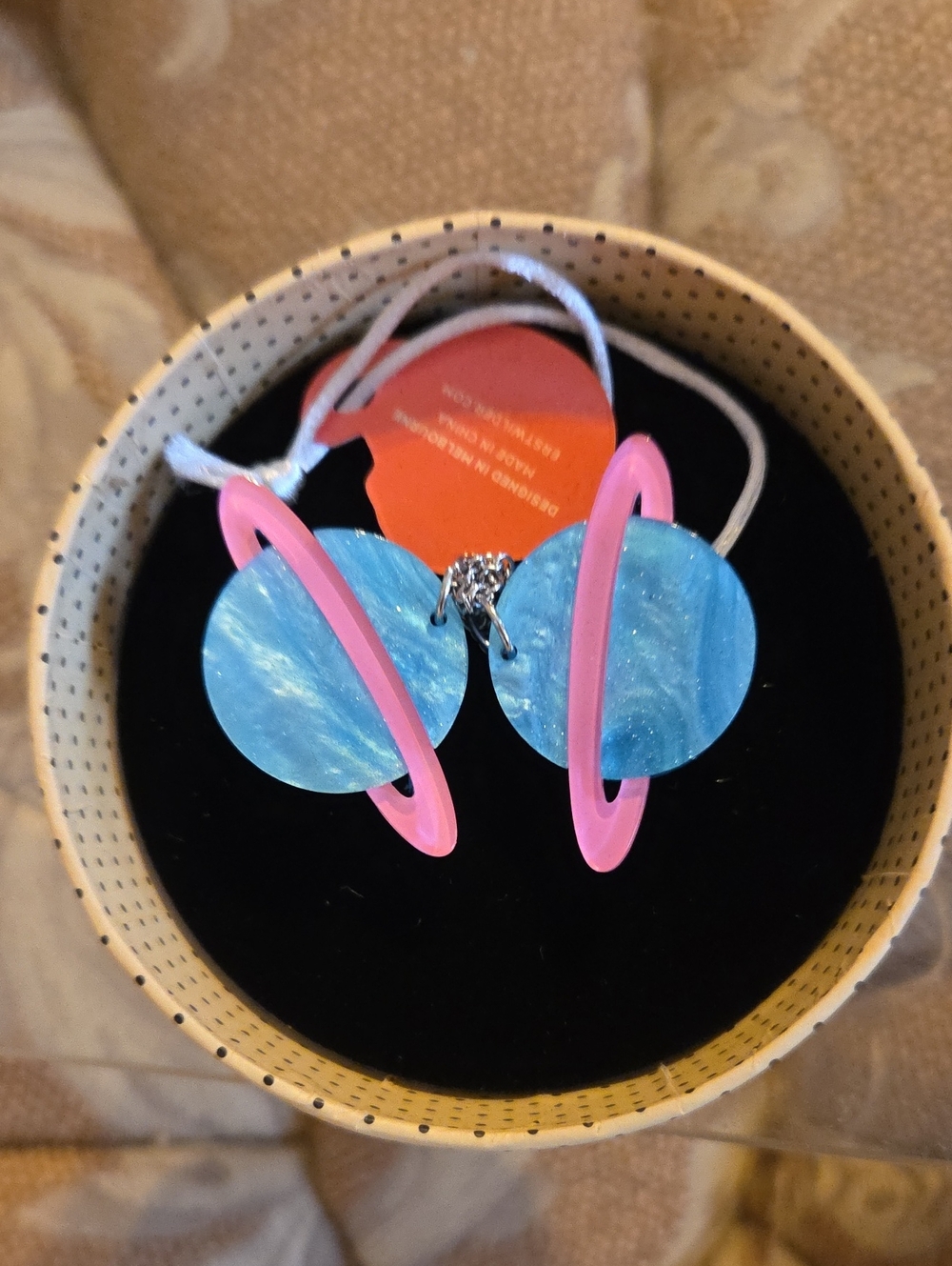 Erstwilder Planet Motif Blue and Pink Statement Brooch